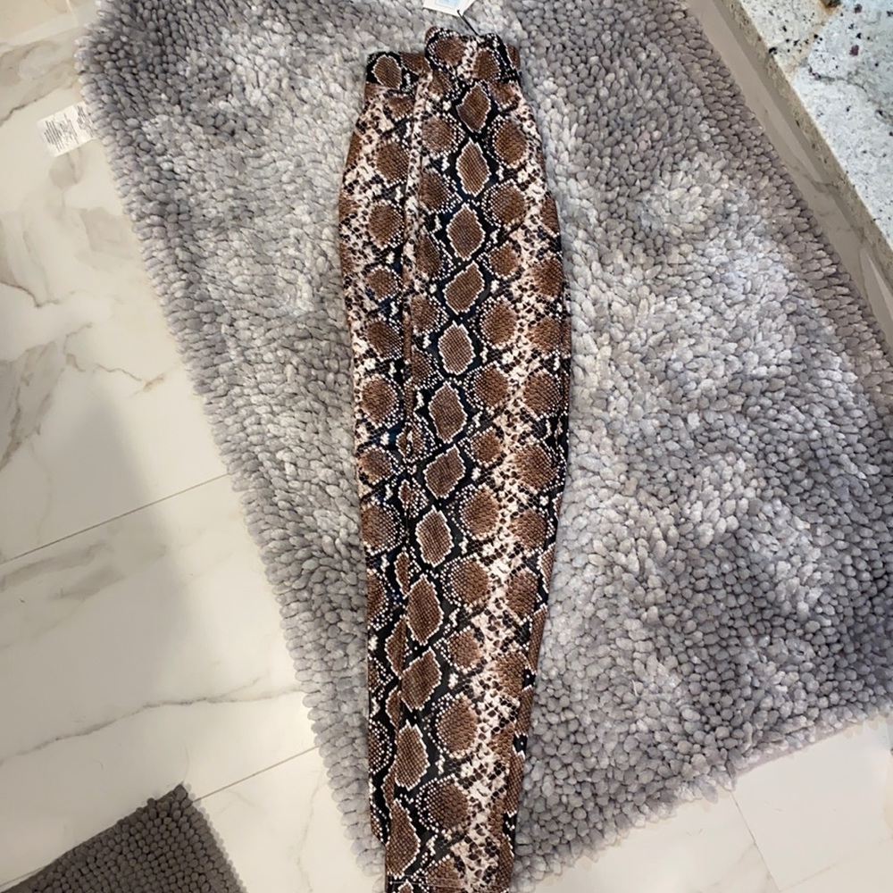 Leather snake skin leggings